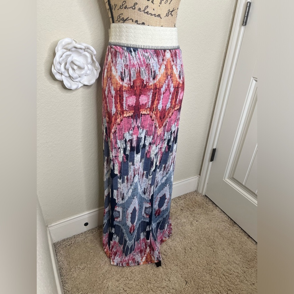 Anthropologie Vanessa Virginia Ikat Textured Pleated Maxi Skirt L - Picture 6 of 16